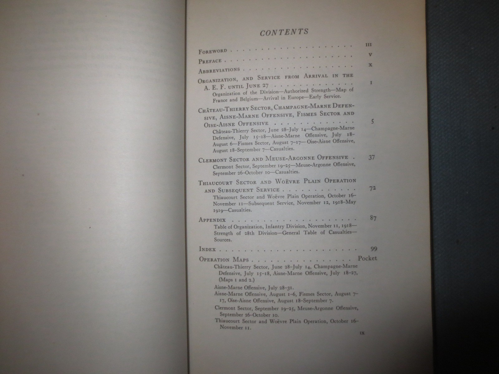 28th Division Summary Of Operations World War Maps & Summary WWI complete RARE