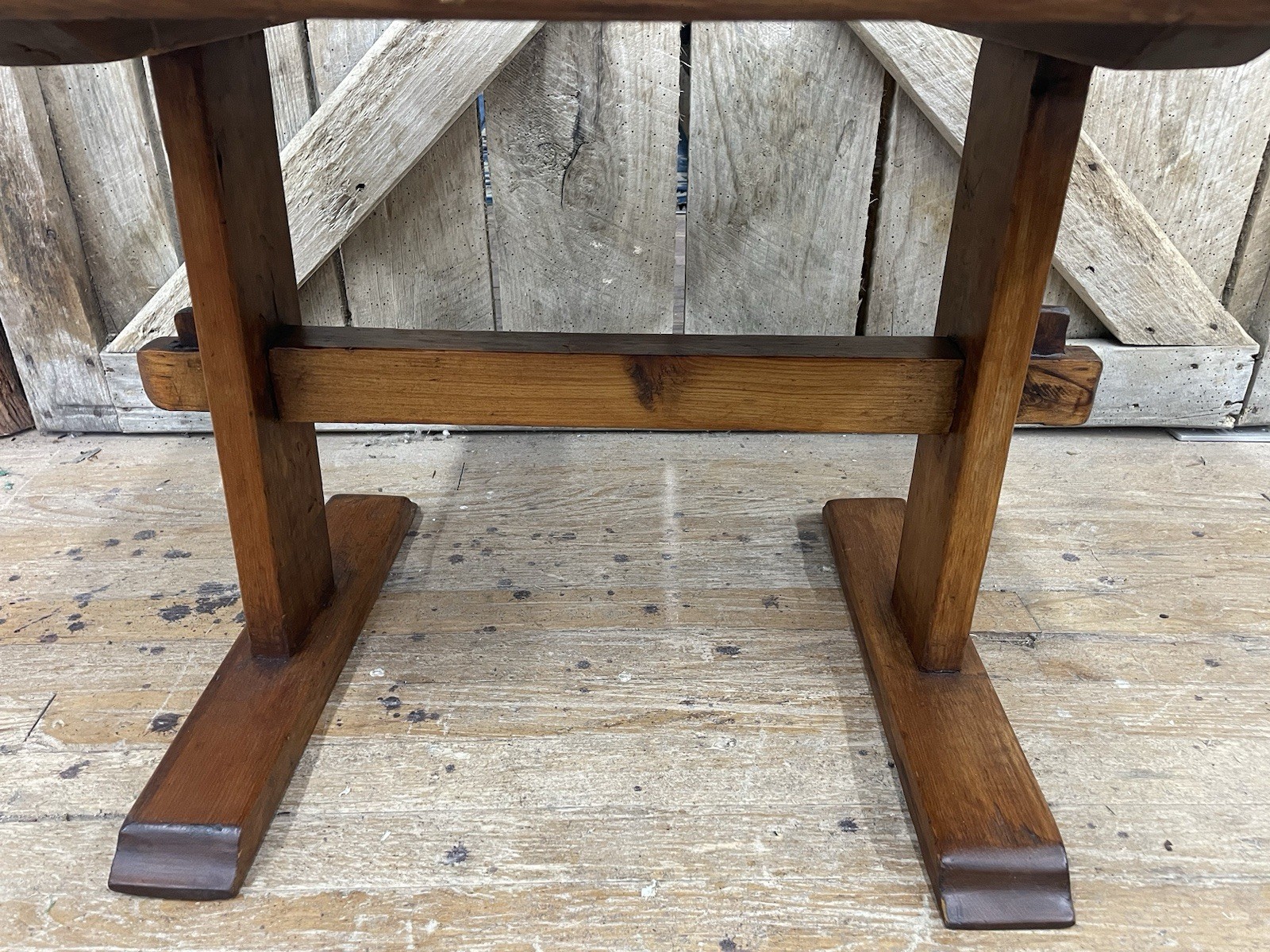 Antique Primtive Pine Trestle Table end or lamp stand coffee table size