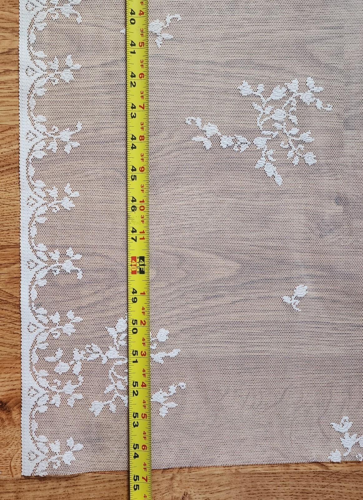 Vintage Pair Floral Lace Curtain Panel Cottagecore Sheer Window Covering READ