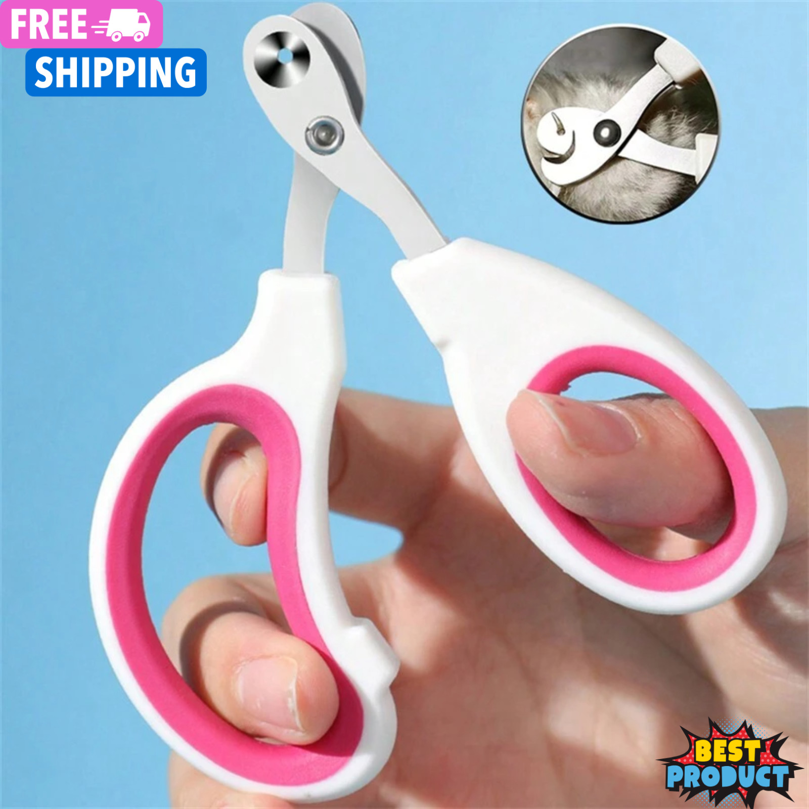 Cat Nail Clipper Stainless Steel Small Pet Nail Cutter W/Round Hole Safety Guard