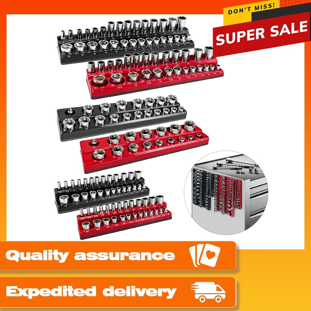 6-Piece Socket Holder Set, Magnetic Socket Organizer Set