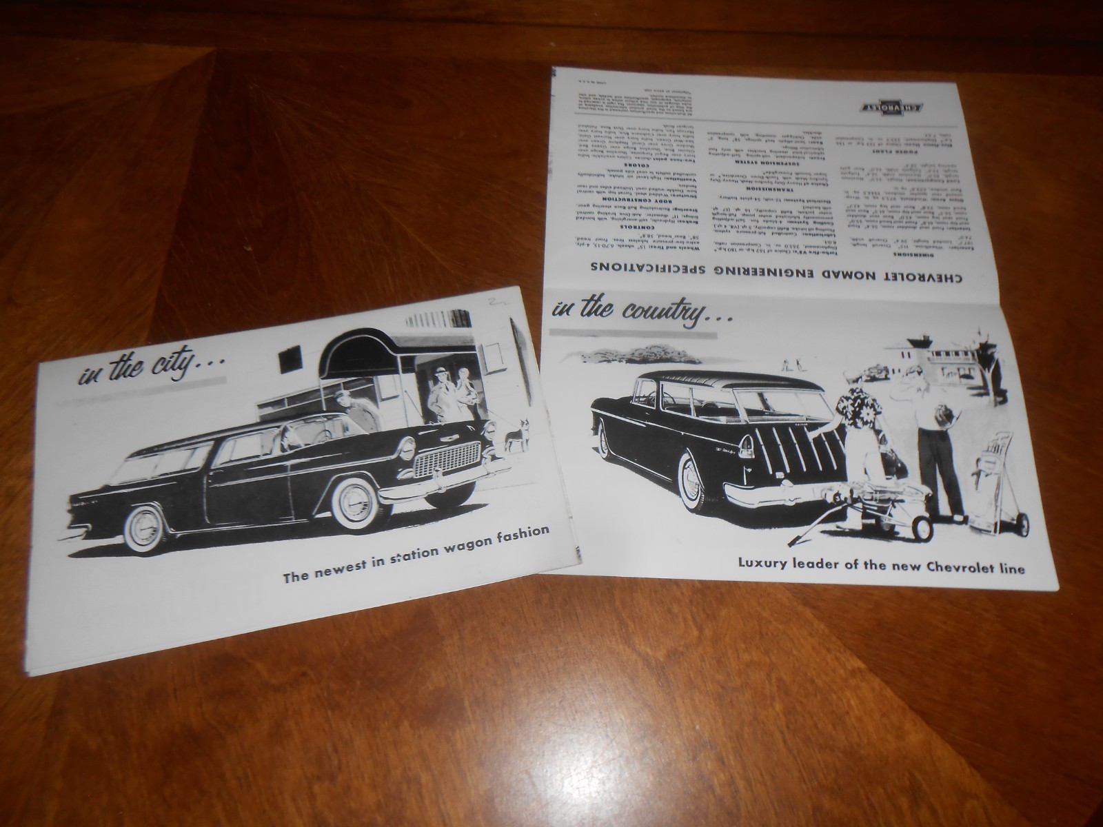 1955 CHEVY NOMAD INTRODUCTORY BROCHURE / '55 CHEVY FEATURES & SPECS FOLDER