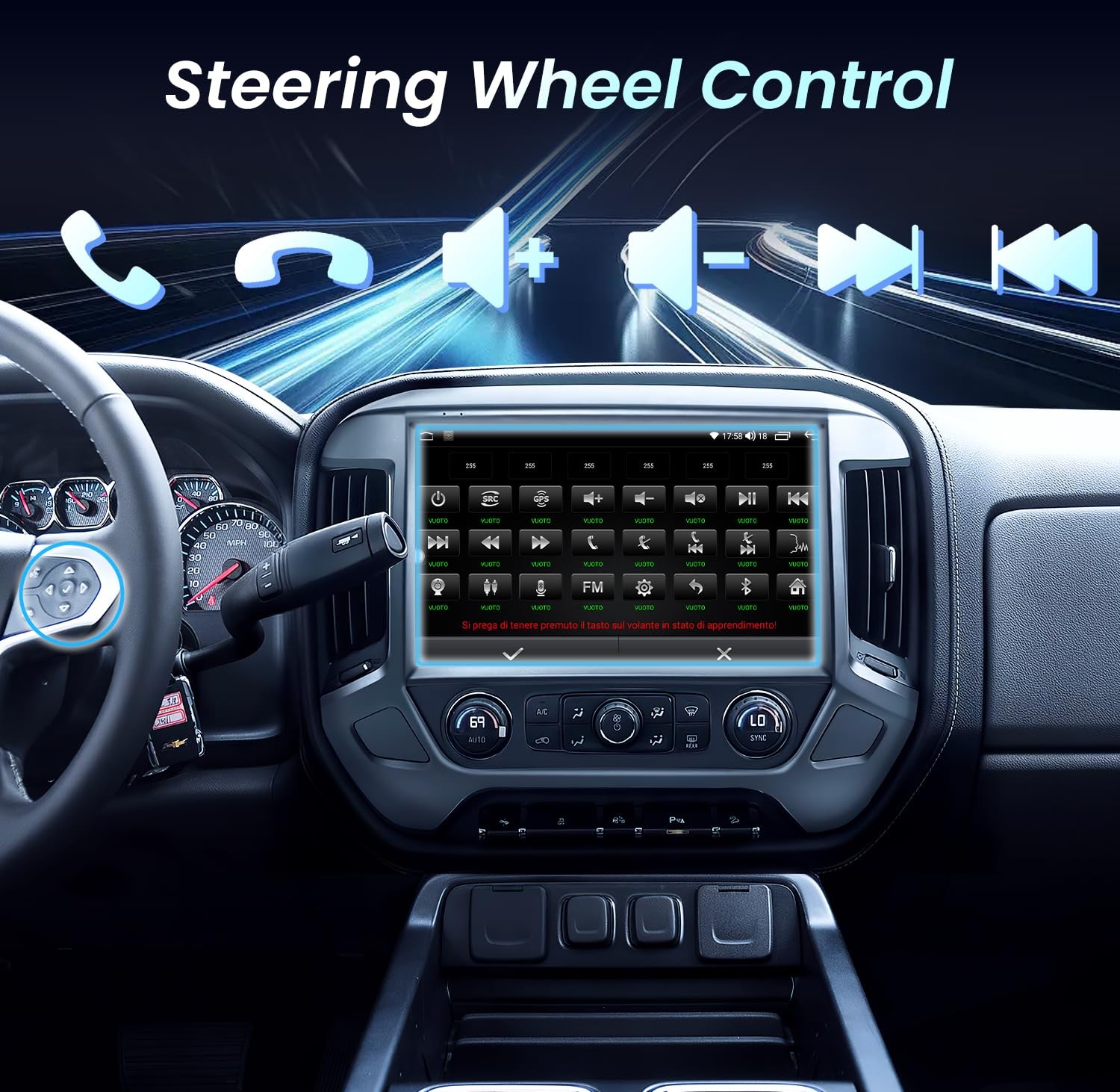 13.1'' 4+64G Android 13 Stereo Radio for Chevy Silverado 2014-18 w/Apple Carplay