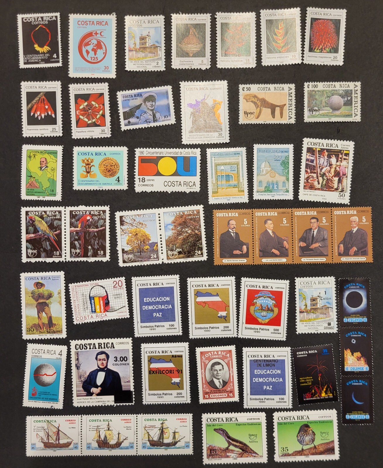 COSTA RICA - 100+ SINGLES - ALL HINGED - USED/UNUSED