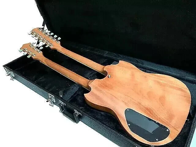 NEW ZEBRNO 12/6 SOLID DOUBLE NECK VINTAGE STYLE ELECTRIC GUITAR & HARD CASE