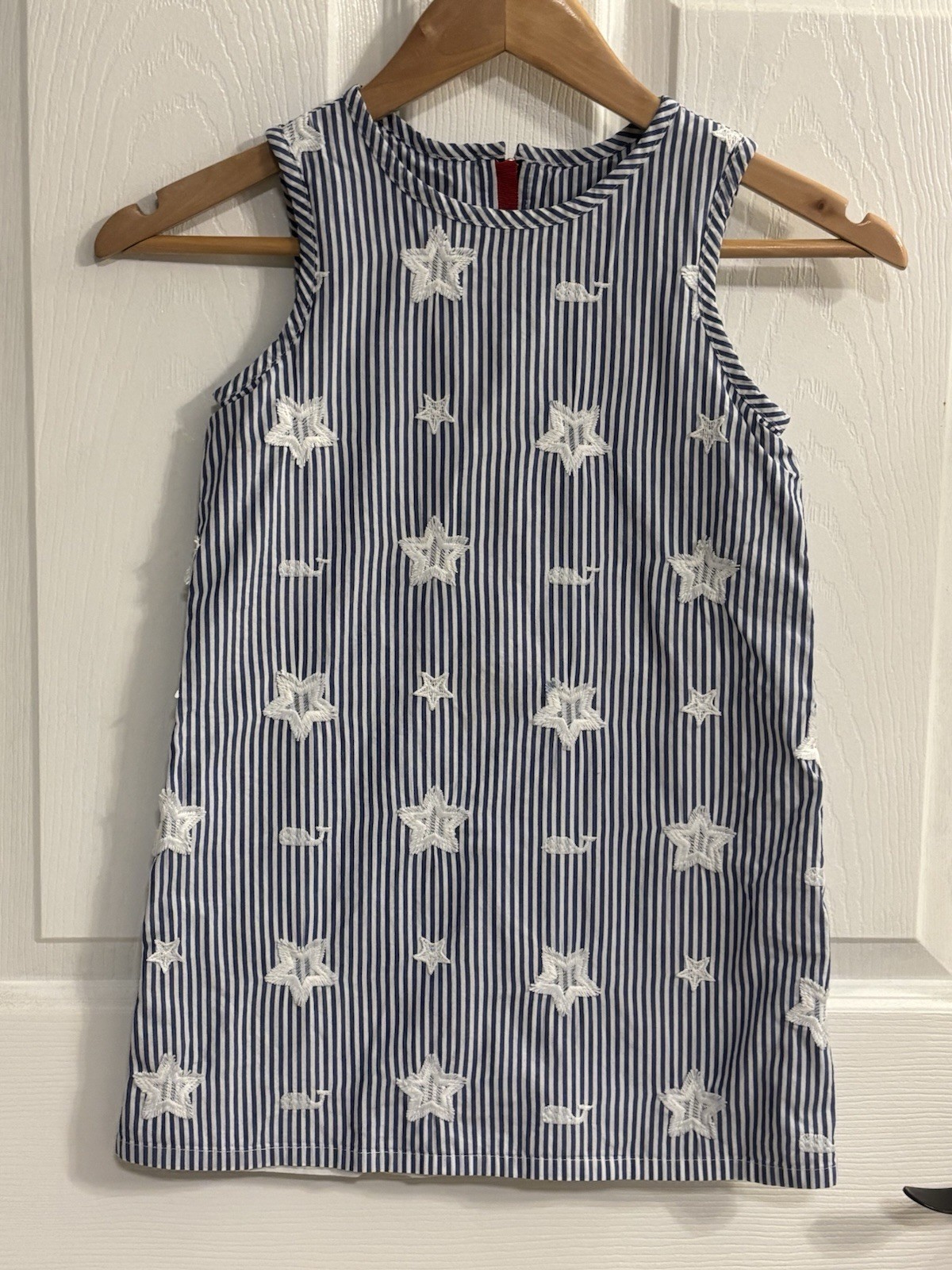 Vineyard Vines Blue & White Stripped Stars Lined Dress 4th Of July Size 6 LN