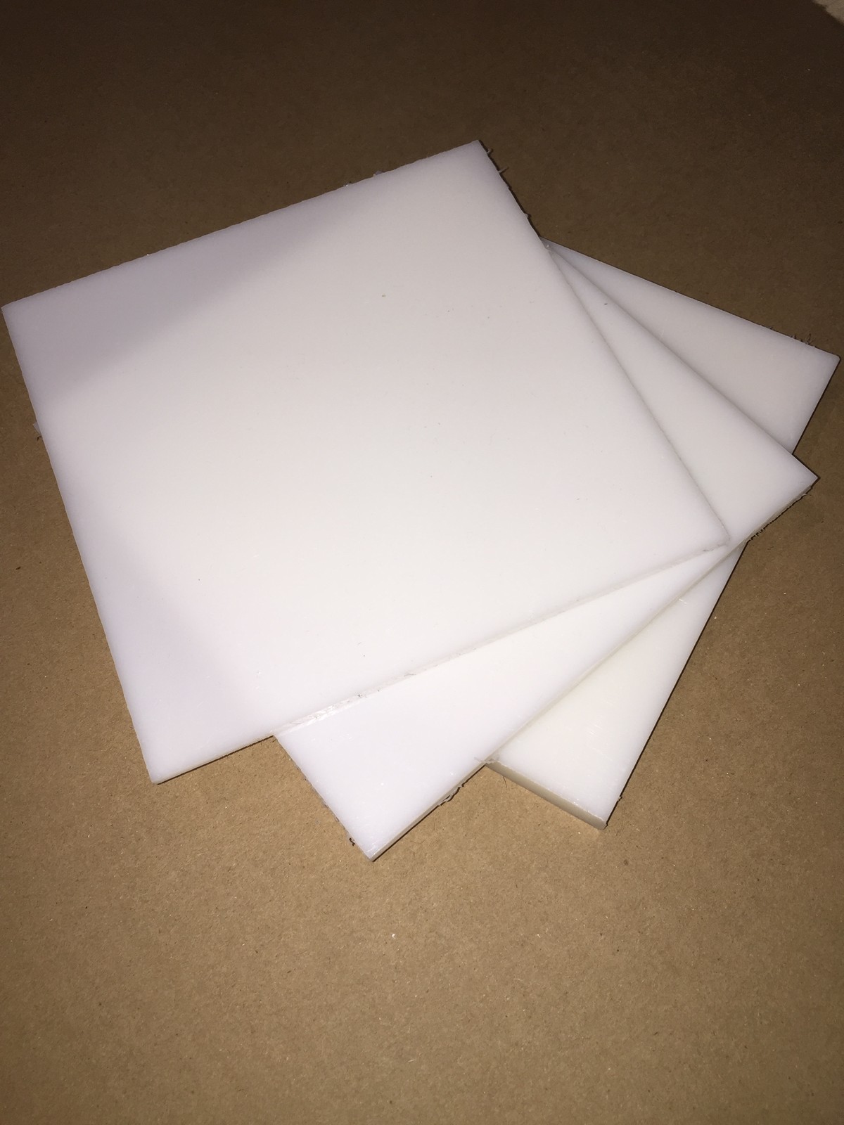 (1 pk) Natural HDPE Plastic Sheet 1/8" x 12" x 12" (.125")