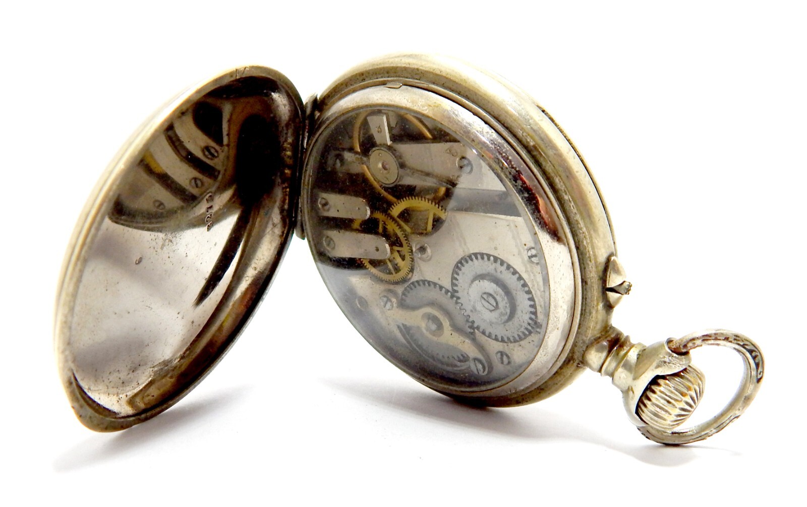 Pocket Watch Open Face Dial Porcelain Case Steel 50mm 1920c To Restore Parts