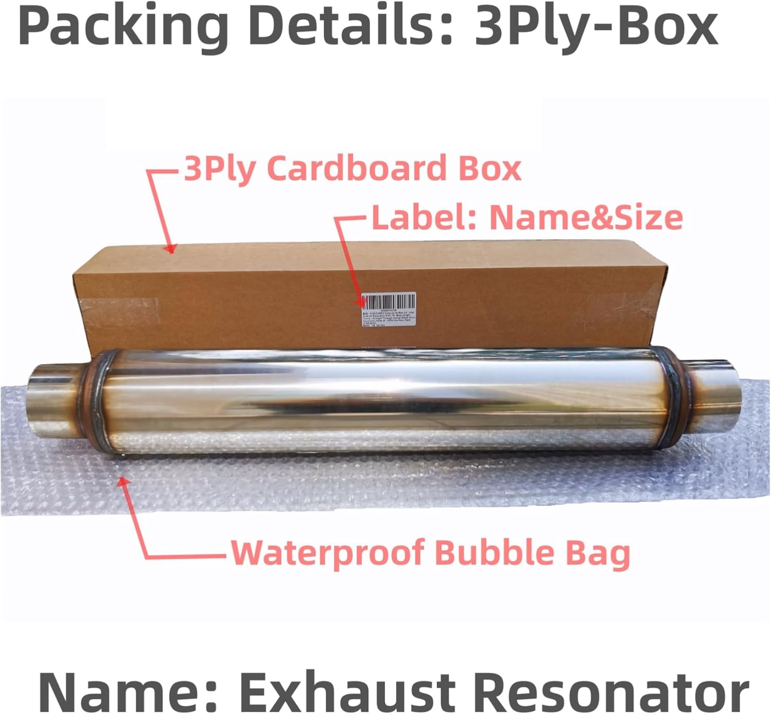 Exhaust Resonator Muffler, Straight Through Design, Low and Deep 2.25X18/22