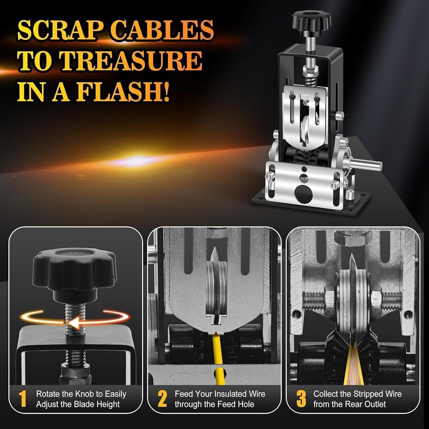 Manual Wire Stripping Machine Drill Powered Hand Crank Wire Stripper Tool 1-25MM