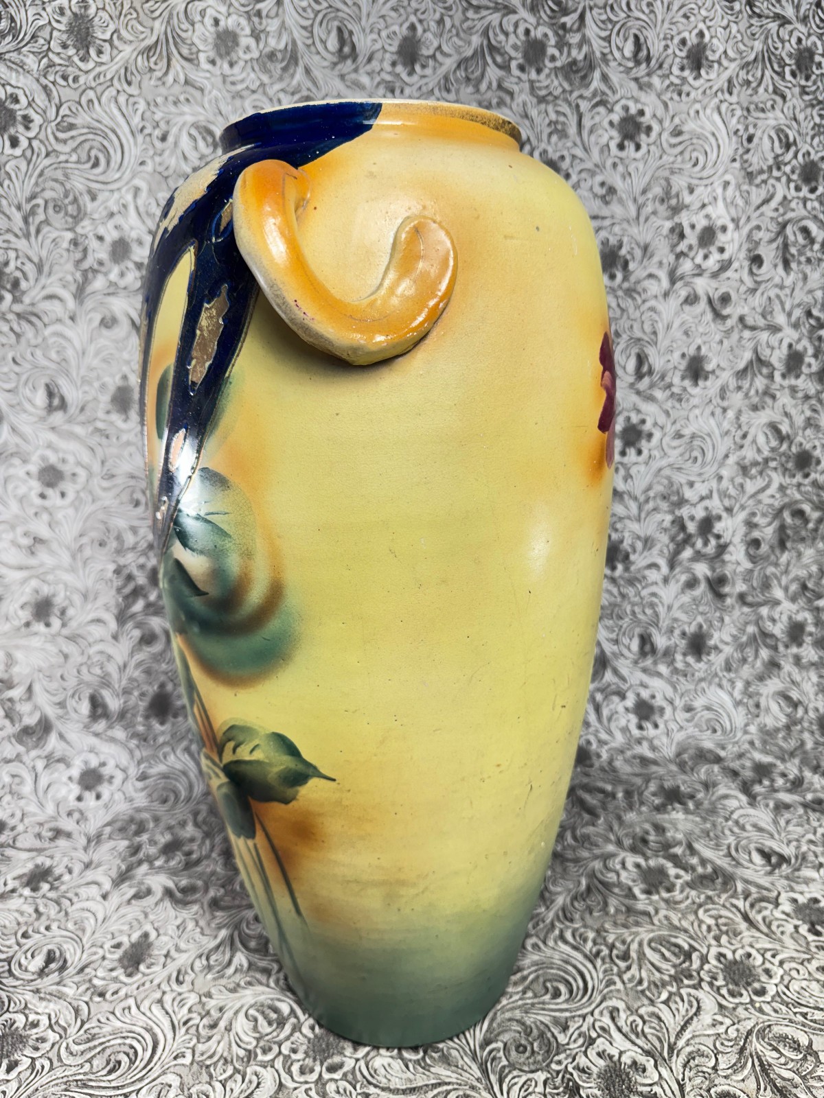 Antique Vase Earthenware Art Pottery Urn HUGE 16" Unmarked Italy Majolica