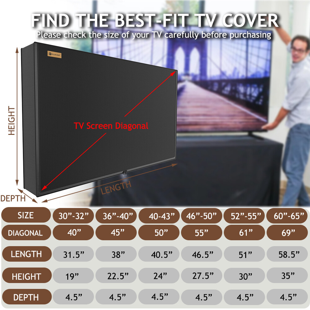 30-65 inch Outdoor TV Cover Fitted Waterproof Weatherproof Television Protector