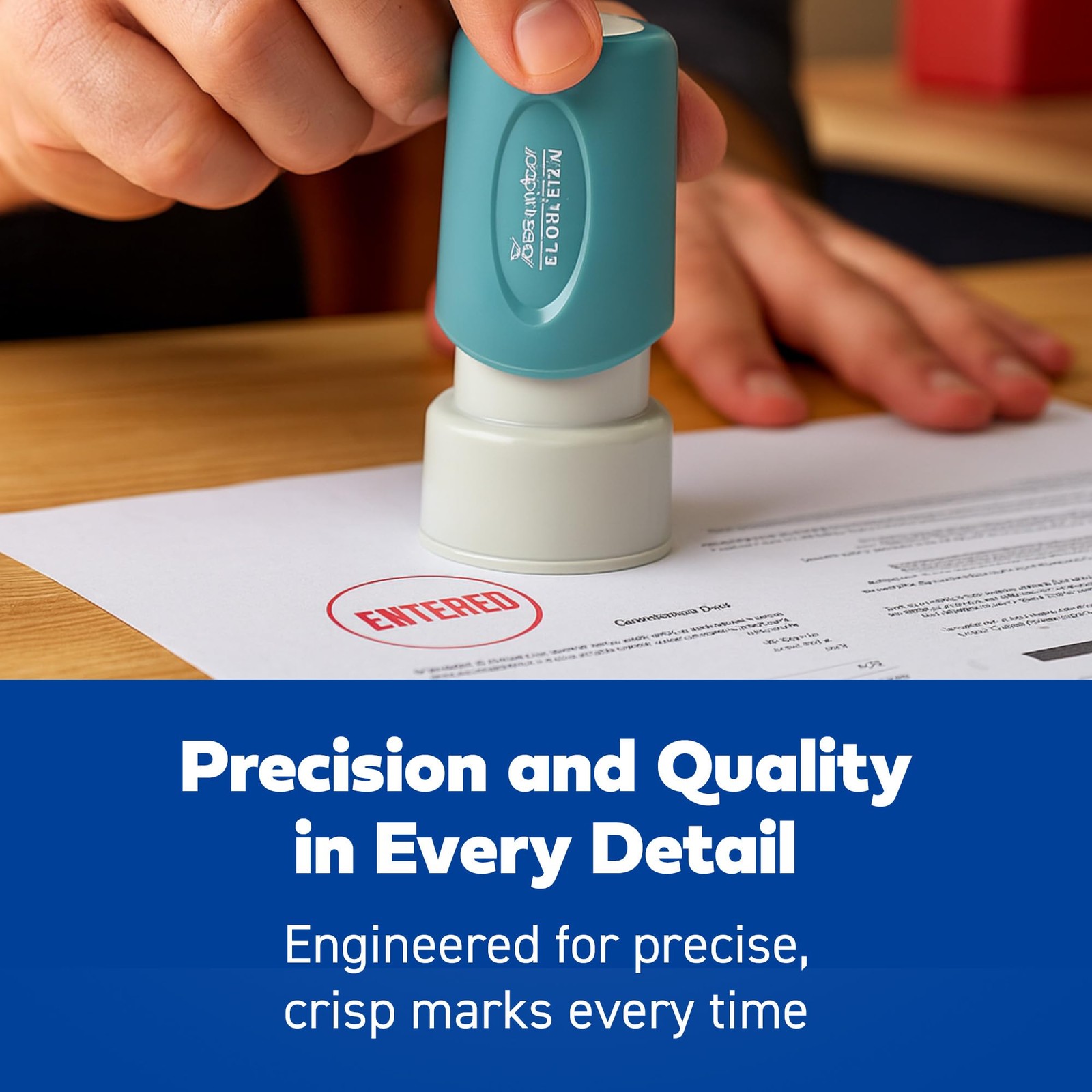 Shachihata R One-Color Specialty Stamp, Round, Entered, Red 11418