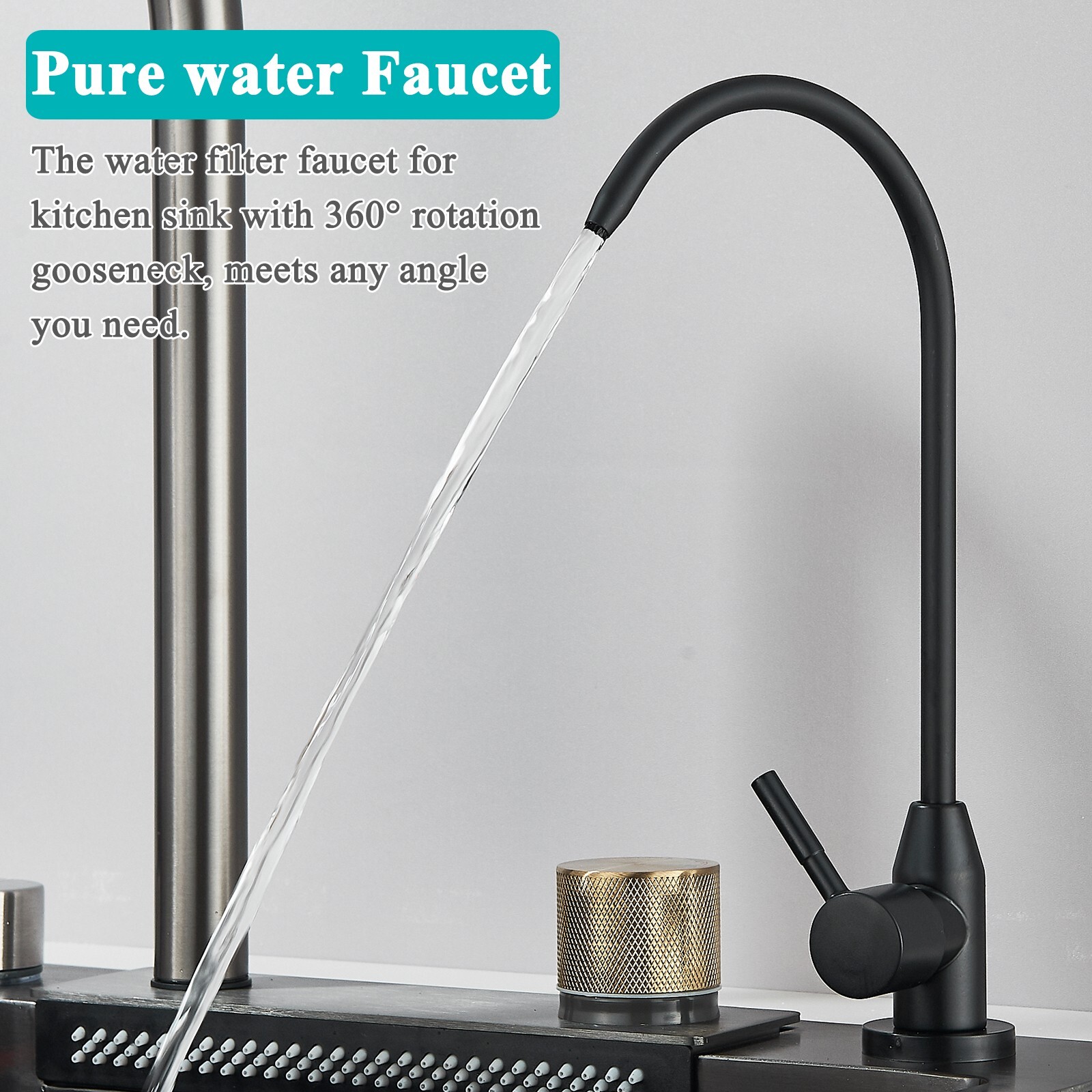 31.5" Flying Rain Stainless Steel Waterfall Kitchen Sink with Faucet Single Bowl