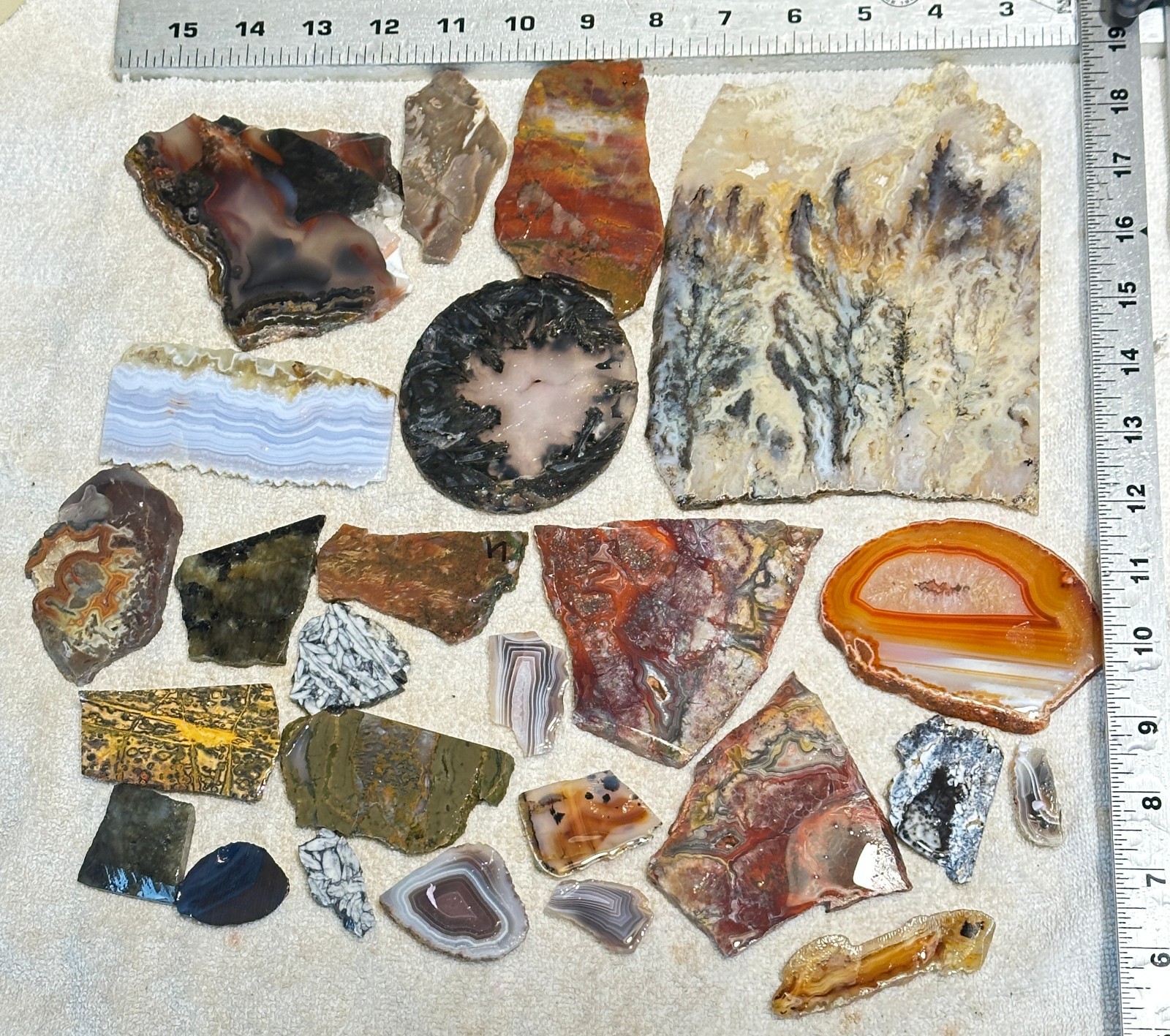 Lapidary Mixed Slab Lot 30pc Various Types Of Agates Jaspers Opal + 2lbs 8oz