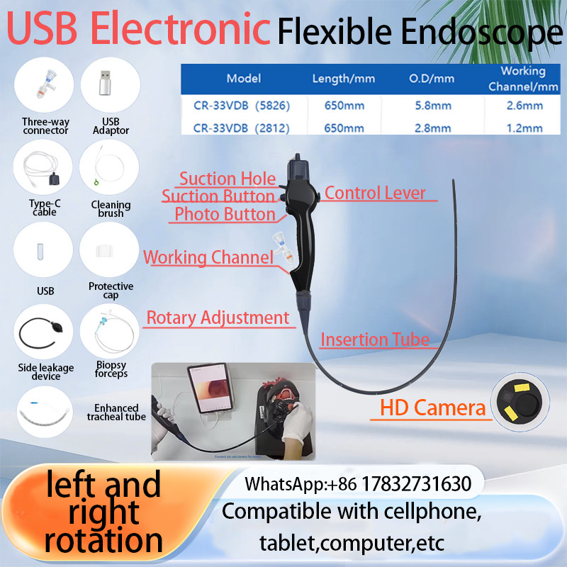 Disposable Electronic Flexible Endoscope Single-Use Portable handle for Medical