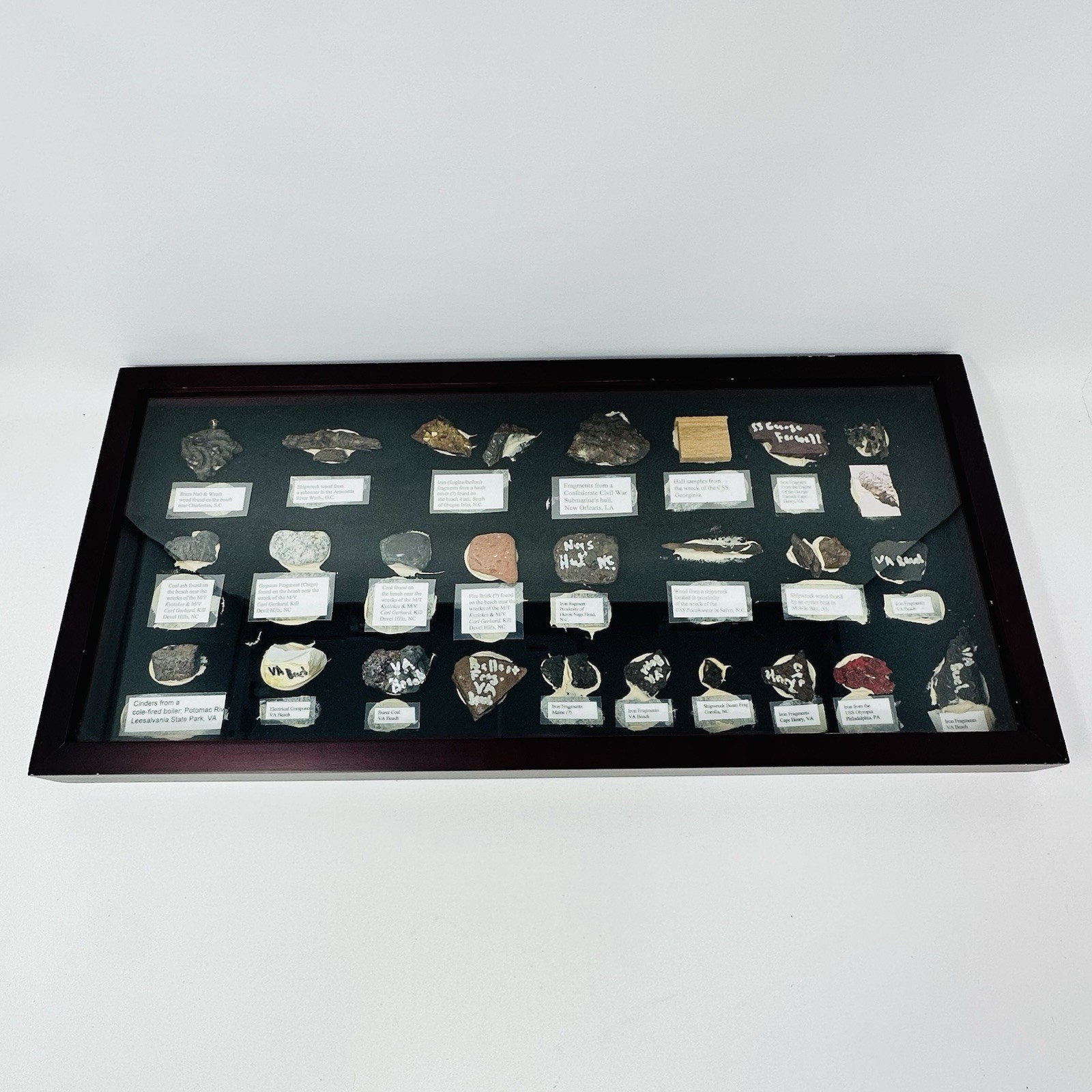 25+ Shipwreck Artifacts in Display Case USS Olympia Pocahontas Civil War Era