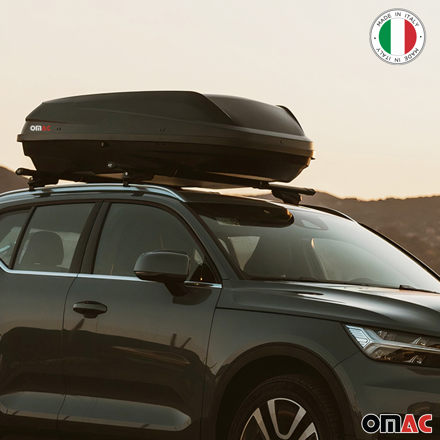 OMAC Car Rooftop Cargo Box Carrier Dual-Side Opening Luggage Storage 7.7 Cubic