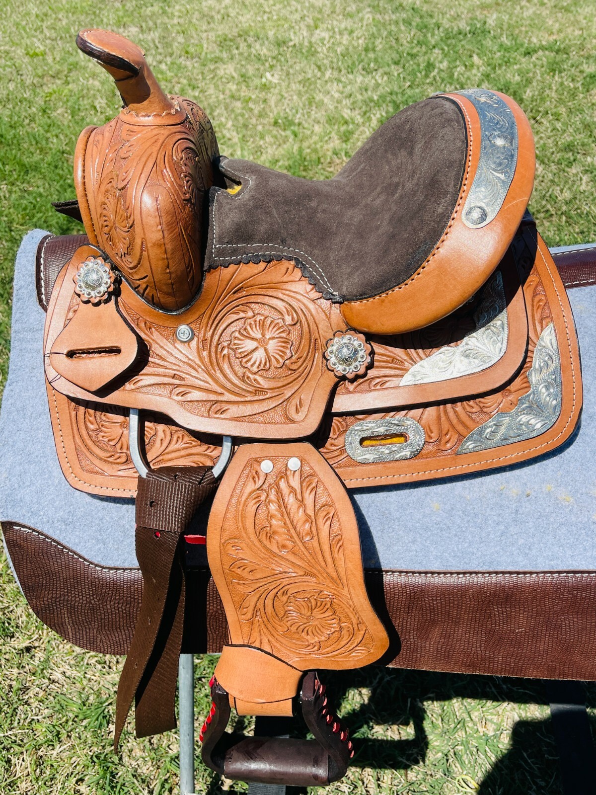 Kids 8" Miniature Western Leather Brown Horse Show Saddle With Silver Accents 💗