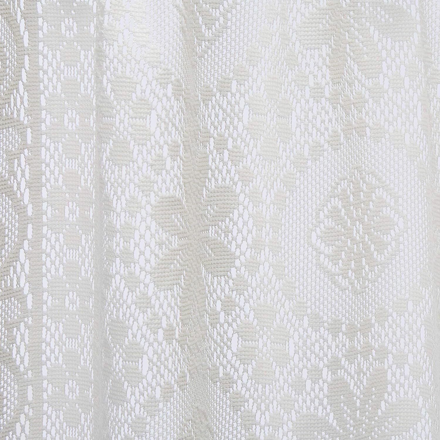 Lace Jacquard Window Curtain Single Panel Hopewell 63" or 72" or 84" White Cream