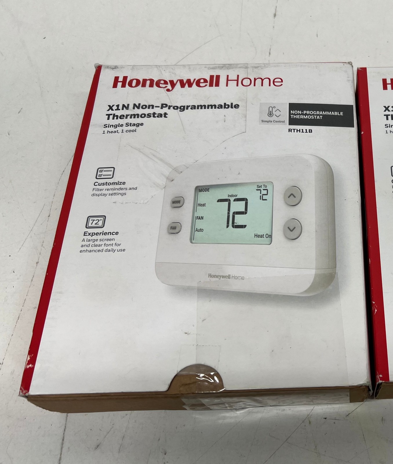 LOT OF 2 Honeywell X1N Non-Programmable Thermostat, Single-Stage, 1-Heat/1-Cool