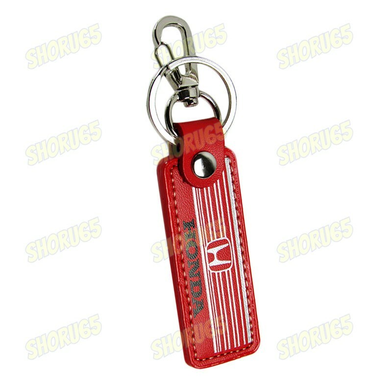 For Honda Keychain Red Leather Key Ring Civic Accord Key Chain Holder Clip X1