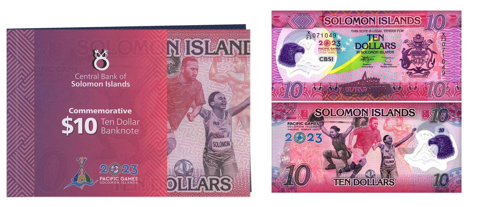 Solomon Islands 10 Dollars, 2023, P-39, UNC, Commemorative, Polymer, w/ Folder