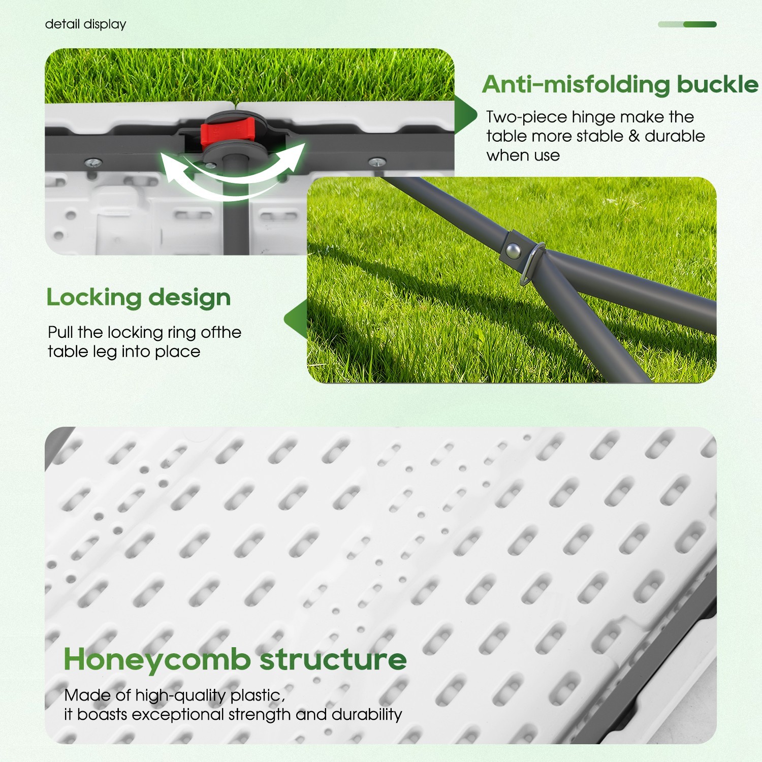 6 FT Picnic Table, Portable Plastic Folding Table with Carrying Handle Perfect