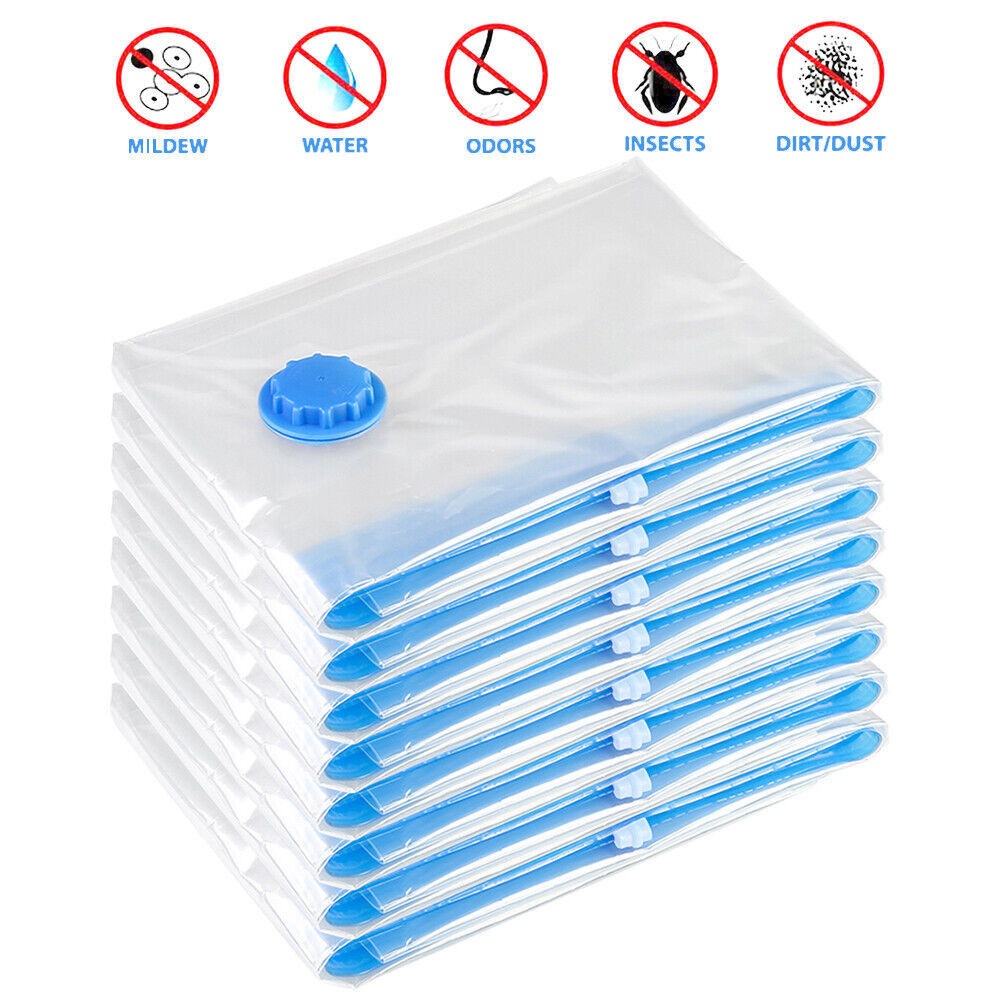 24 x Jumbo Vacuum Storage Bags Travel Space Saver Garment Seal Clothes Hand Pump