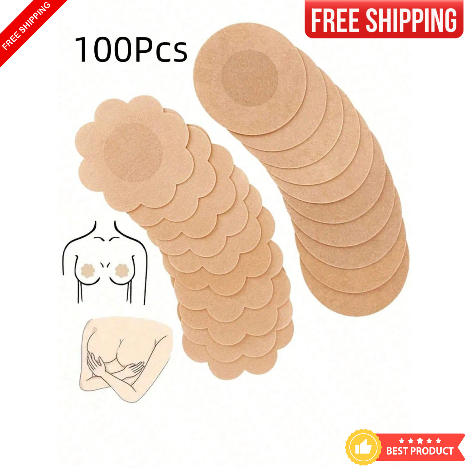 Disposable Nipple Covers 100pcs Seamless Breathable Self-Adhesive Nipple Sticker