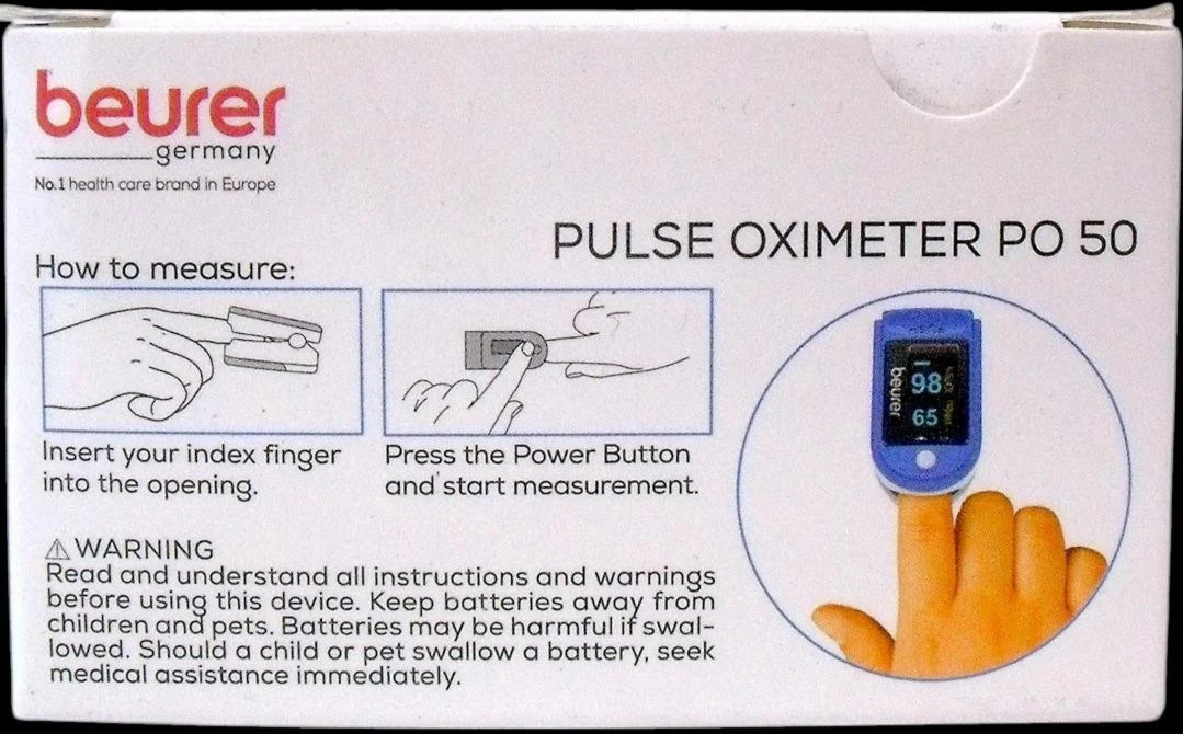 Beurer PO50 Fingertip Pulse Oximeter, Blood Oxygen Saturation Heart Rate Monitor