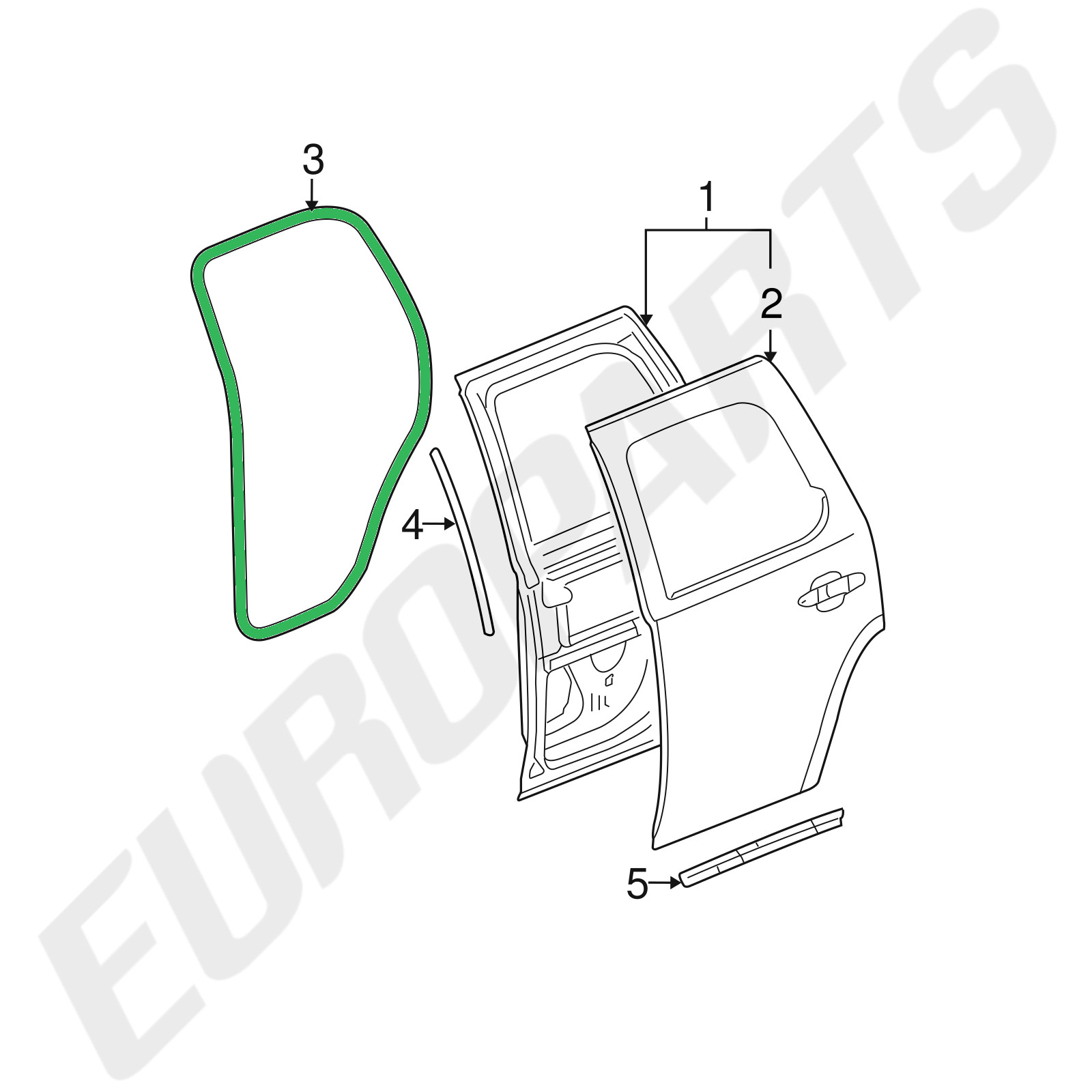 2007-2014 GMT900 Chevrolet Tahoe 5-Piece Door Rubber Seal Weatherstrip Set