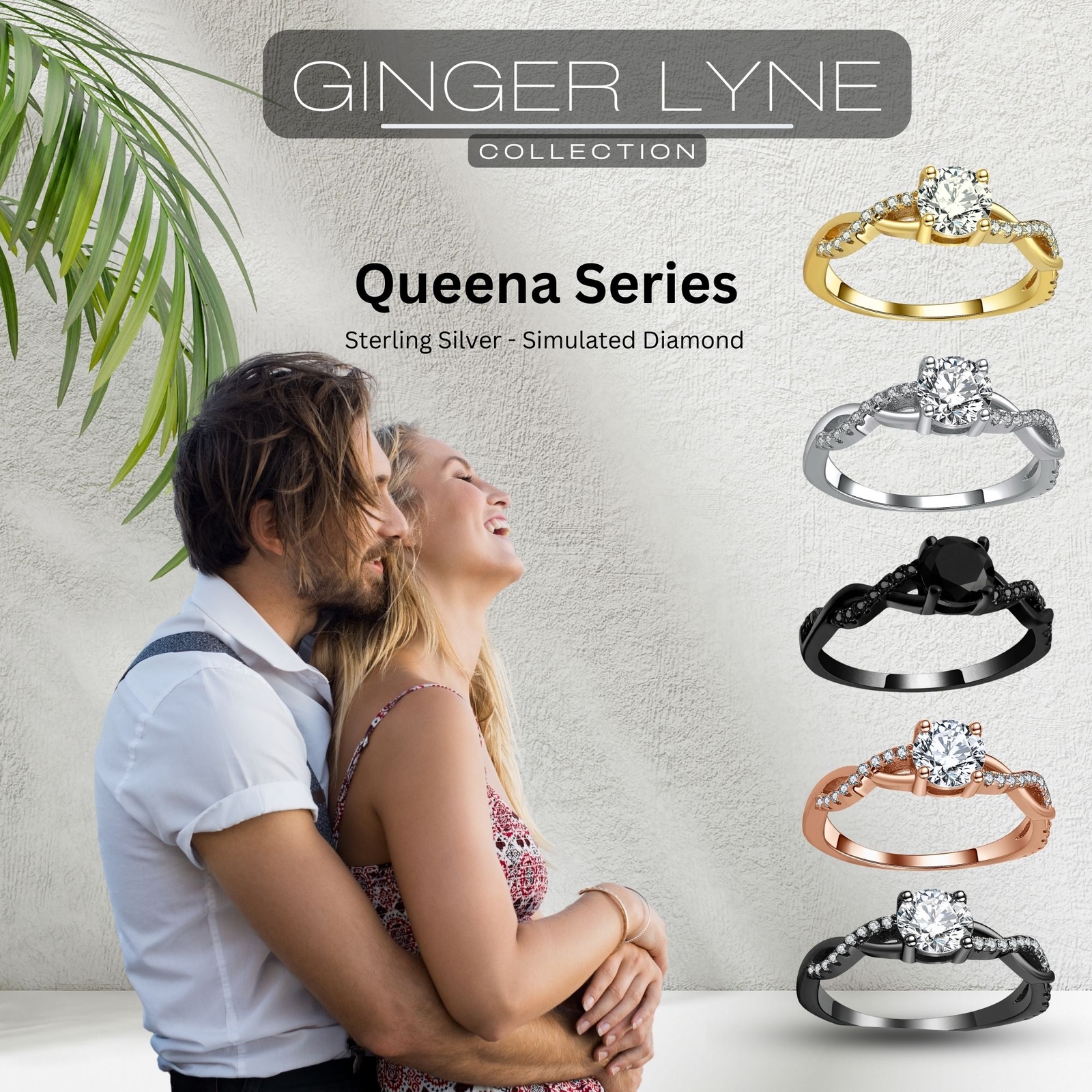 Queena Engagement Ring for Women Sterling Silver CZ Ginger Lyne Collection