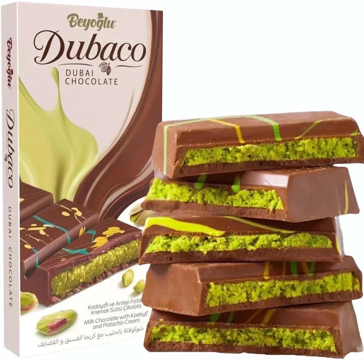 6pcs x 200gr Dubai Chocolate Bar with Pistachio "Viral TikTok Chocolate" (Box)
