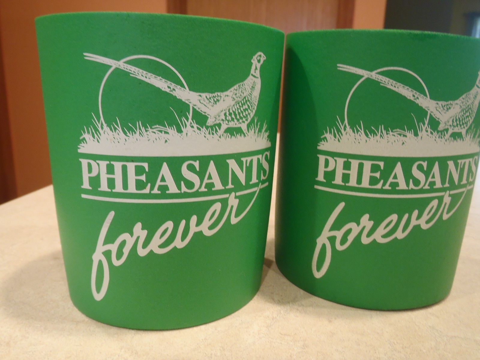 Vintage Pheasants Forever Can Koozie Lot of 2 Green Foam