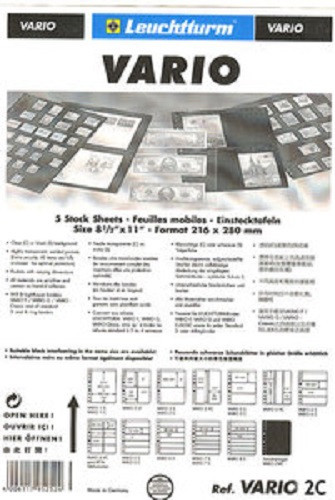 5 LIGHTHOUSE VARIO 2 POCKET CLEAR STOCK SHEETS - PACK OF 5 - SINGLE SIDED 2C