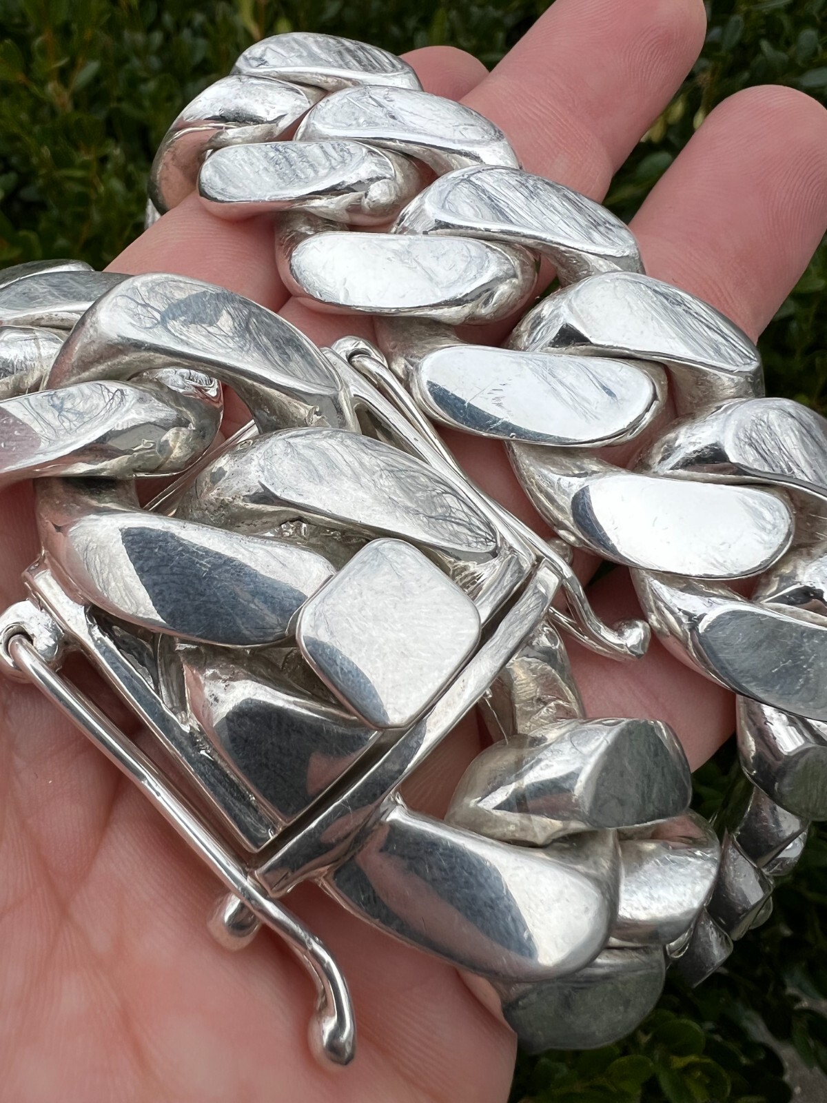 Real Handmade Tight Link Miami Cuban Chain Bracelet or Necklace in 999 Silver