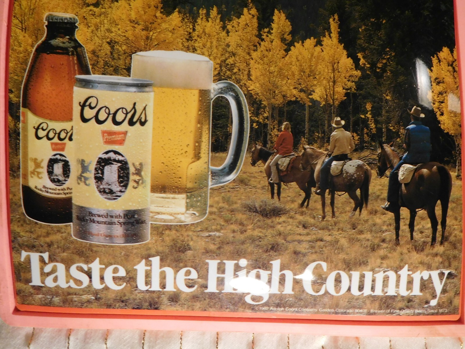 Red/Pink Vintage Miller "Taste the High Country" Rubber Bar Mat ~ THANK YOU