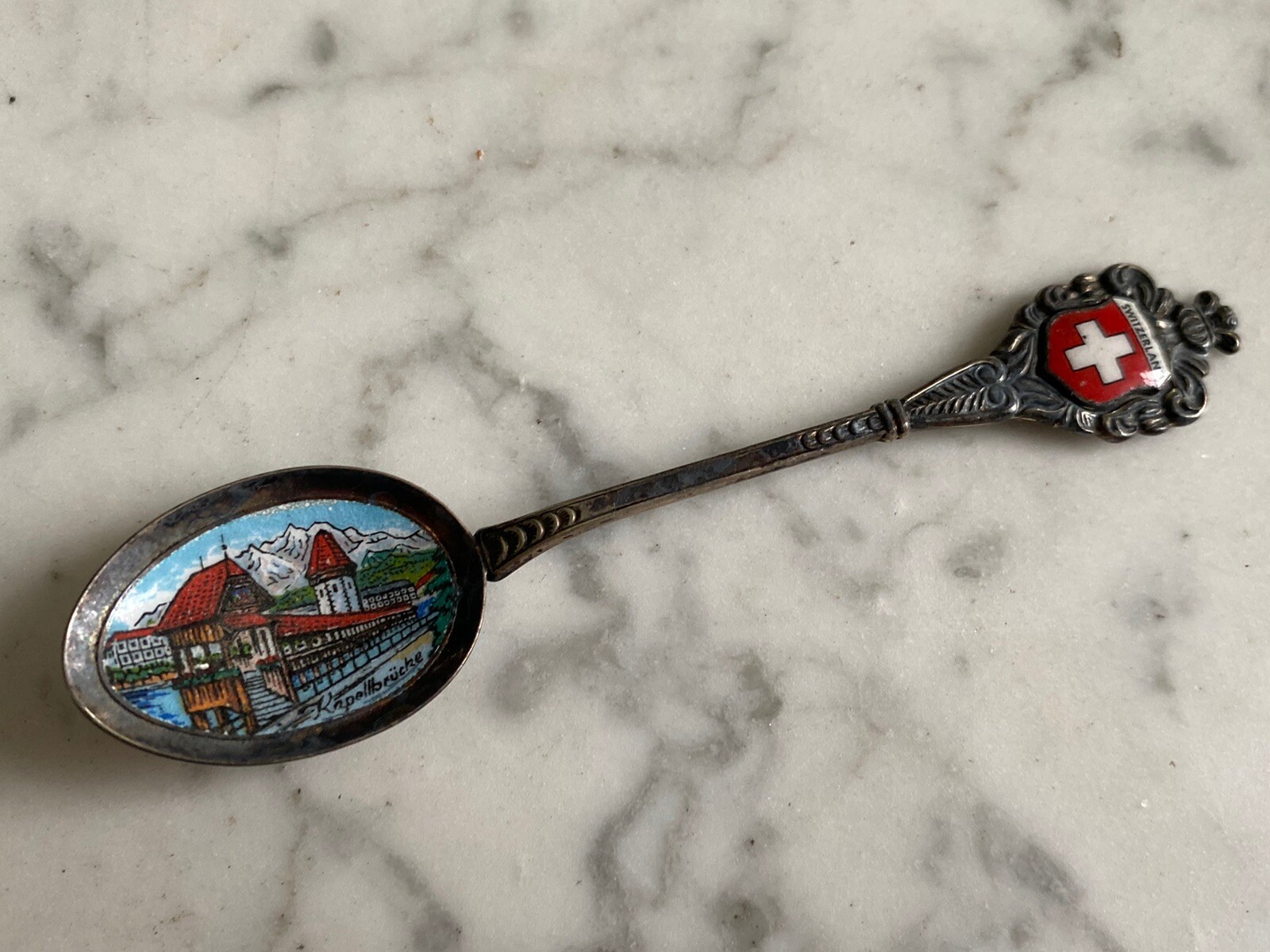Switzerland Lucerne covered Bridge souvenir spoon Kapellbrucke