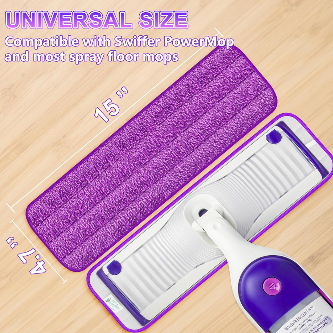 6 Pack Reusable Mop Pads for Swiffer PowerMop, Power Mop Pads 15'' Microfiber Re