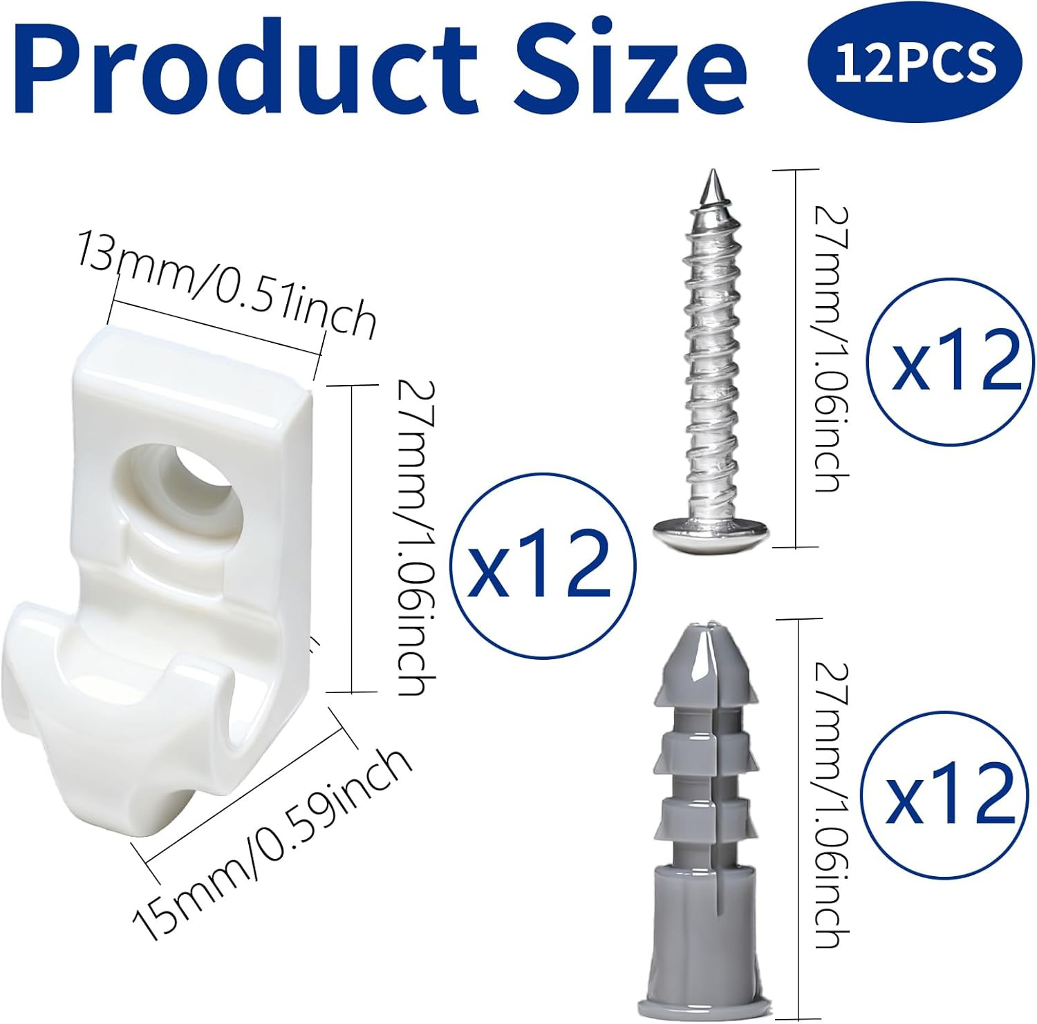 12 Pack White down Wall Clip Closet Shelves Clips Wire Shelf Loop Clips Plastic