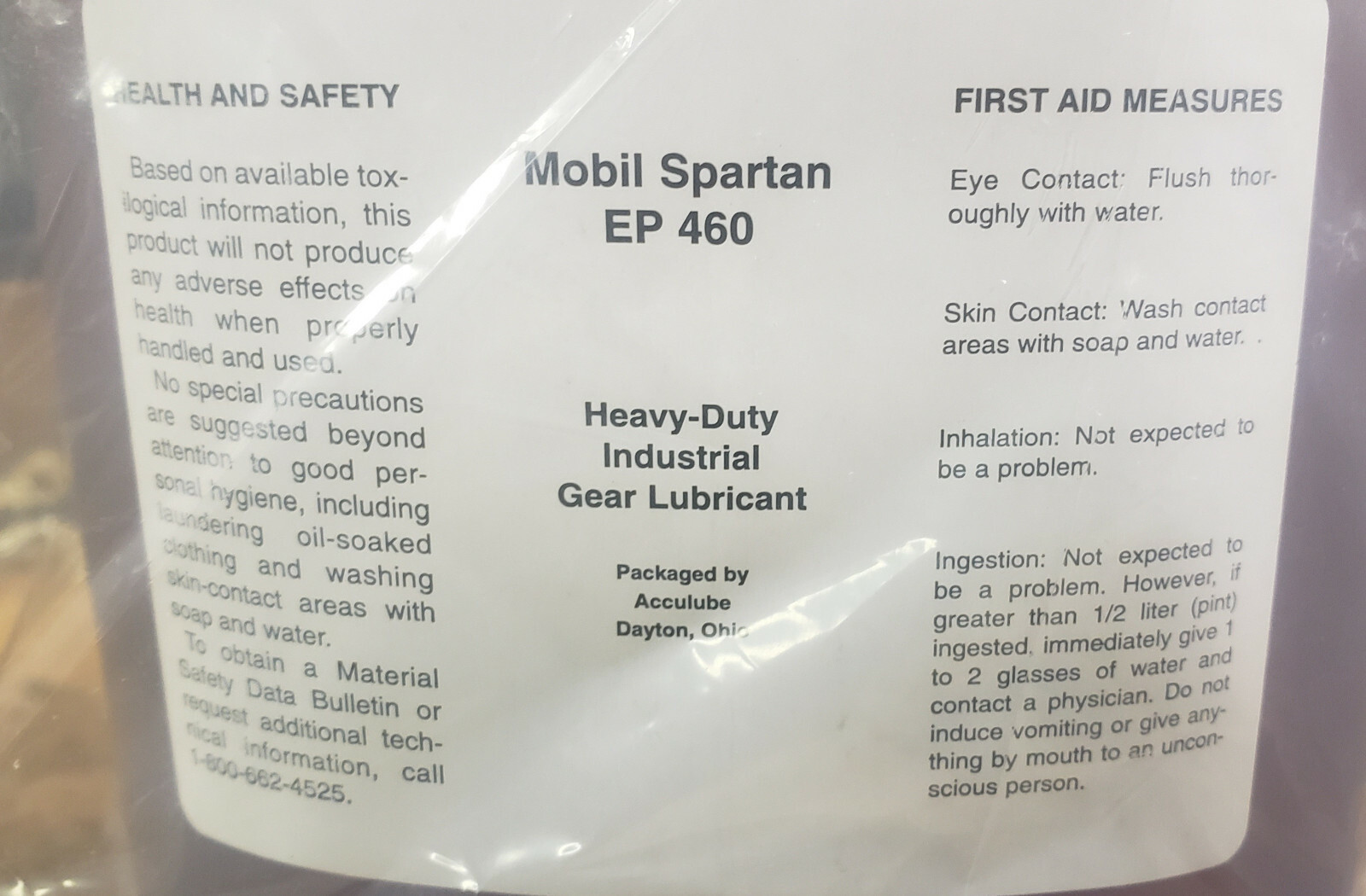 Hobart Mixer Gear Oil Ep460, H600 L800 P660 M802 V1401 OEM Number # 102973-00071