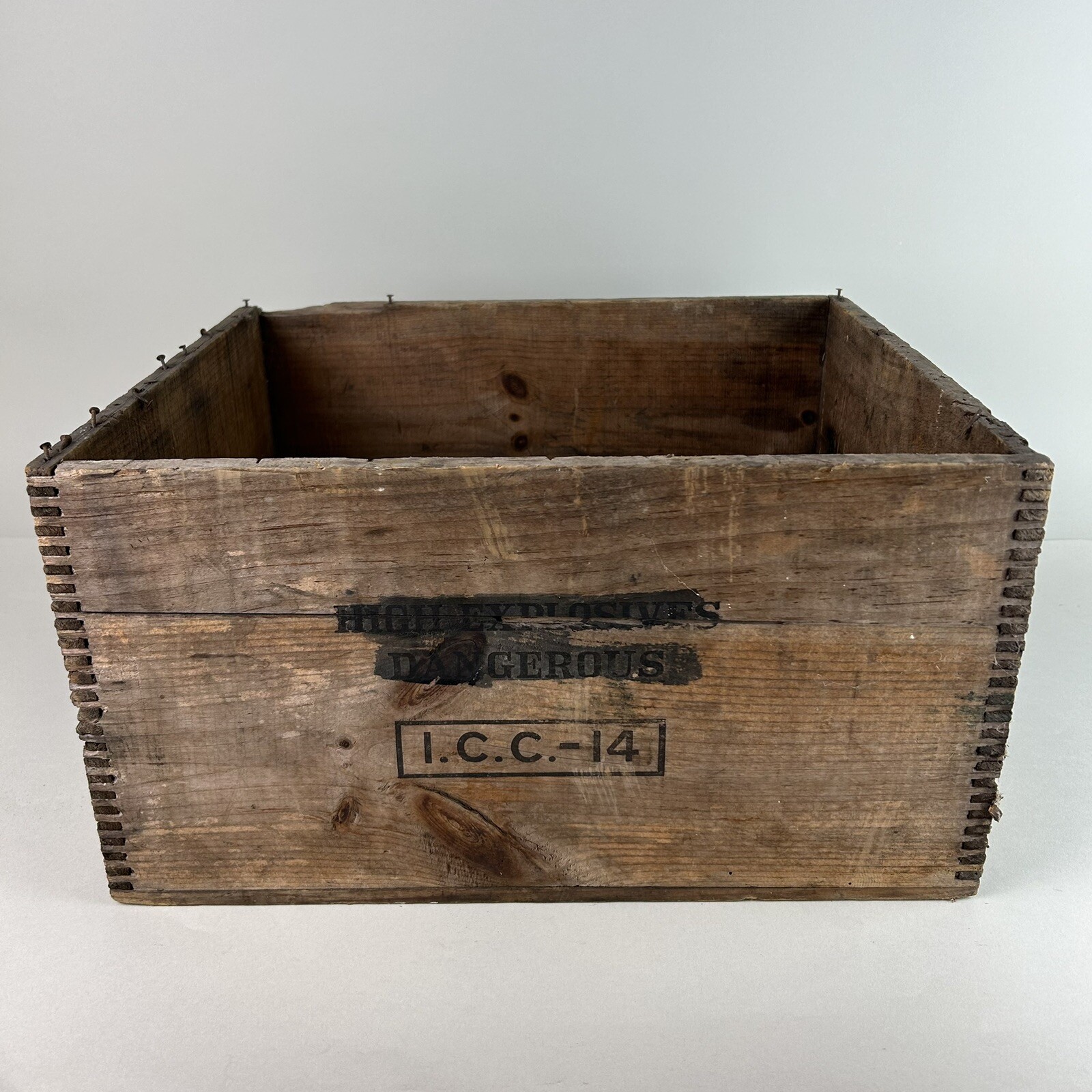 Antique 25lb Explosive Dynamite Dovetail Wood Crate ICC 14 National Eldred PA