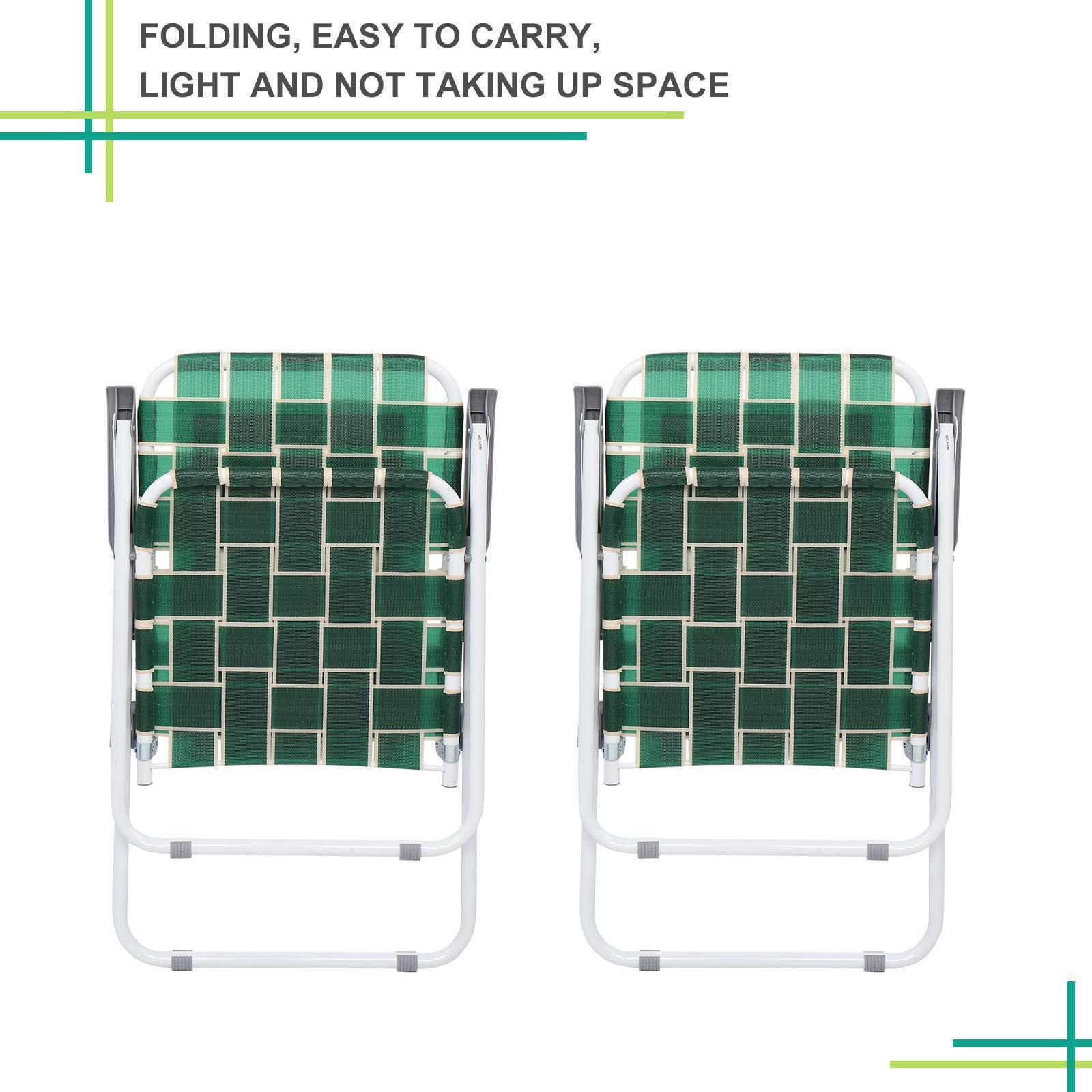 2 Pack Portable Folding Web Chair Beach Chair Outdoor Indoor Webbed Strap