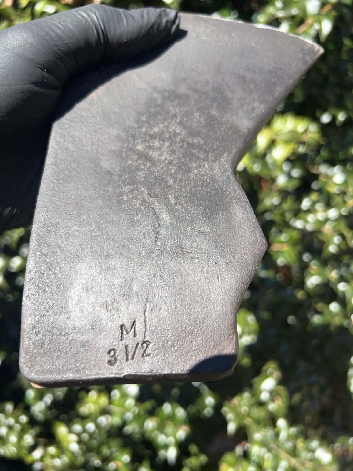 Vintage Mann Edge Tool Single Bit Axe Head Marked "M , 3 1/2." Jersey Pattern