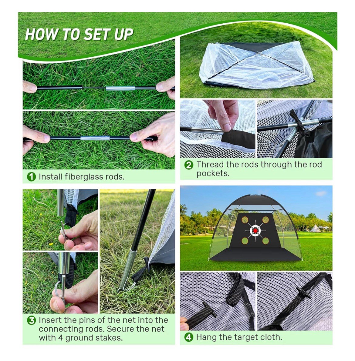 10x7ft Golf Practice Net with Hitting Mat and Balls