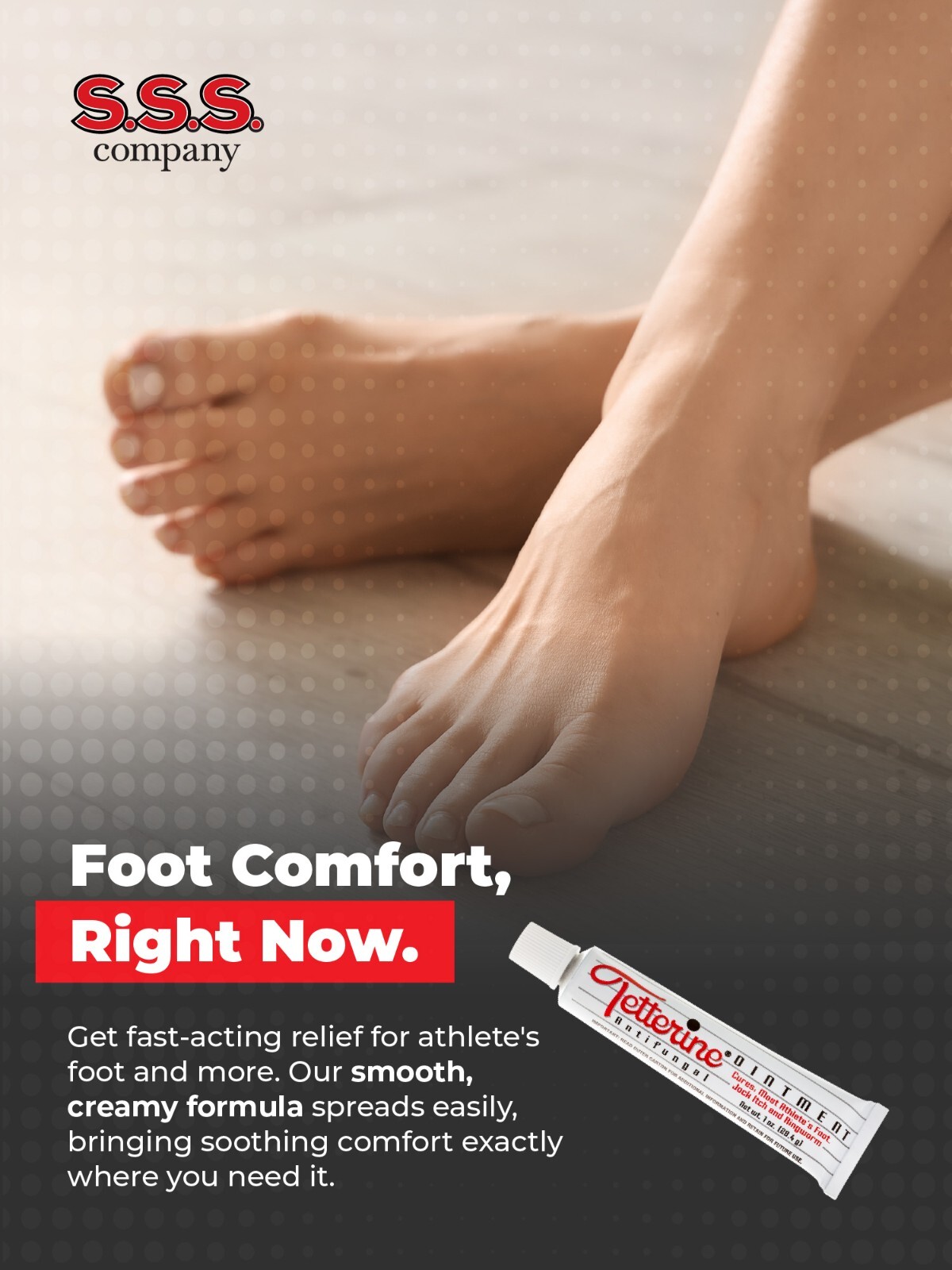 Tetterine Antifungal Cream for Athlete's Foot, Jock Itch, Ringworm - 1 oz