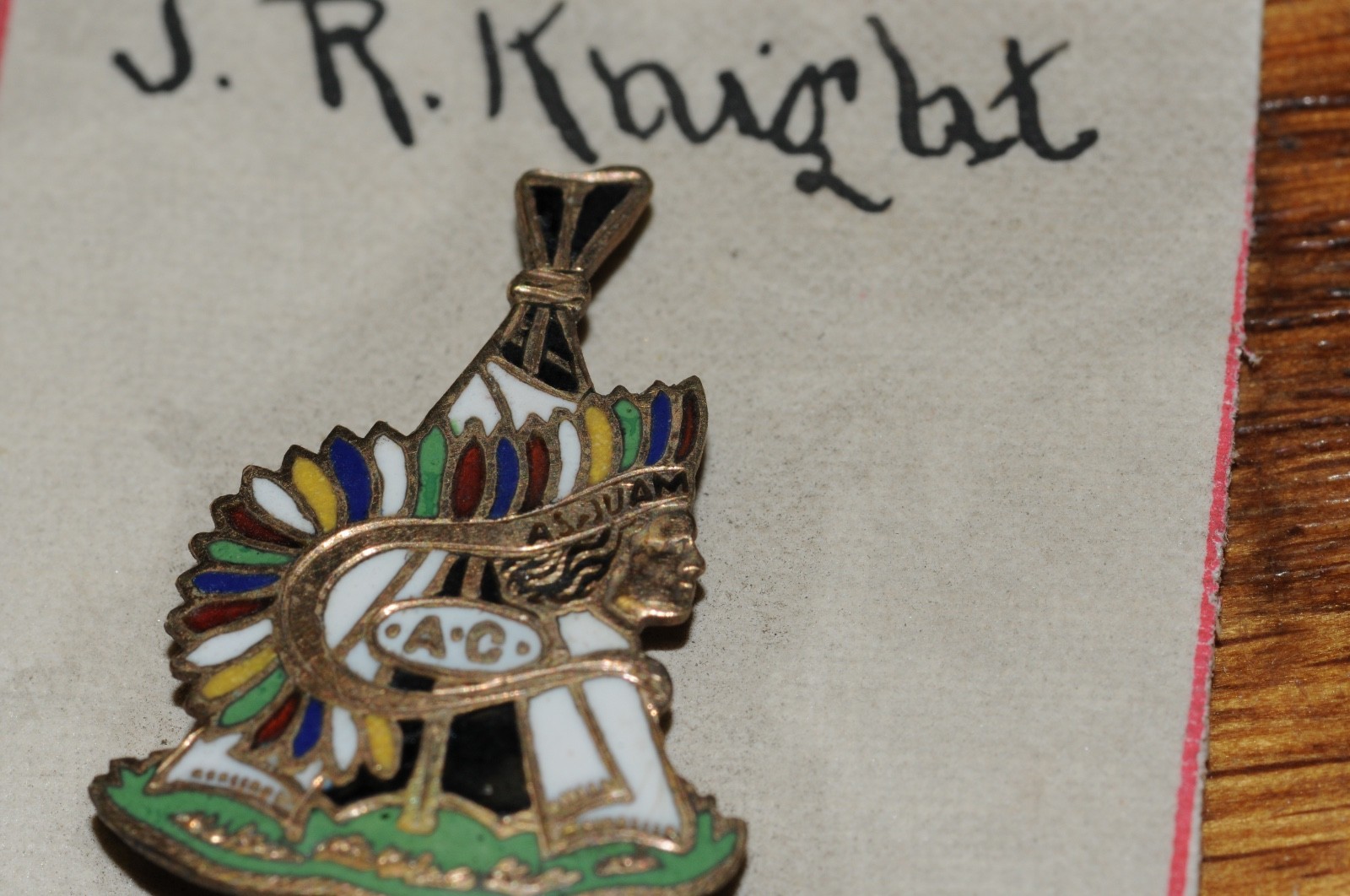 A.C. ASJUAM Indian Fraternal Organization Pin Gold Filled 1900 Historical *****