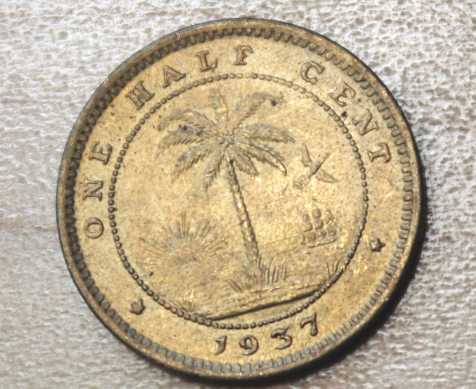 1937 Liberia 1/2 Cent Elephant