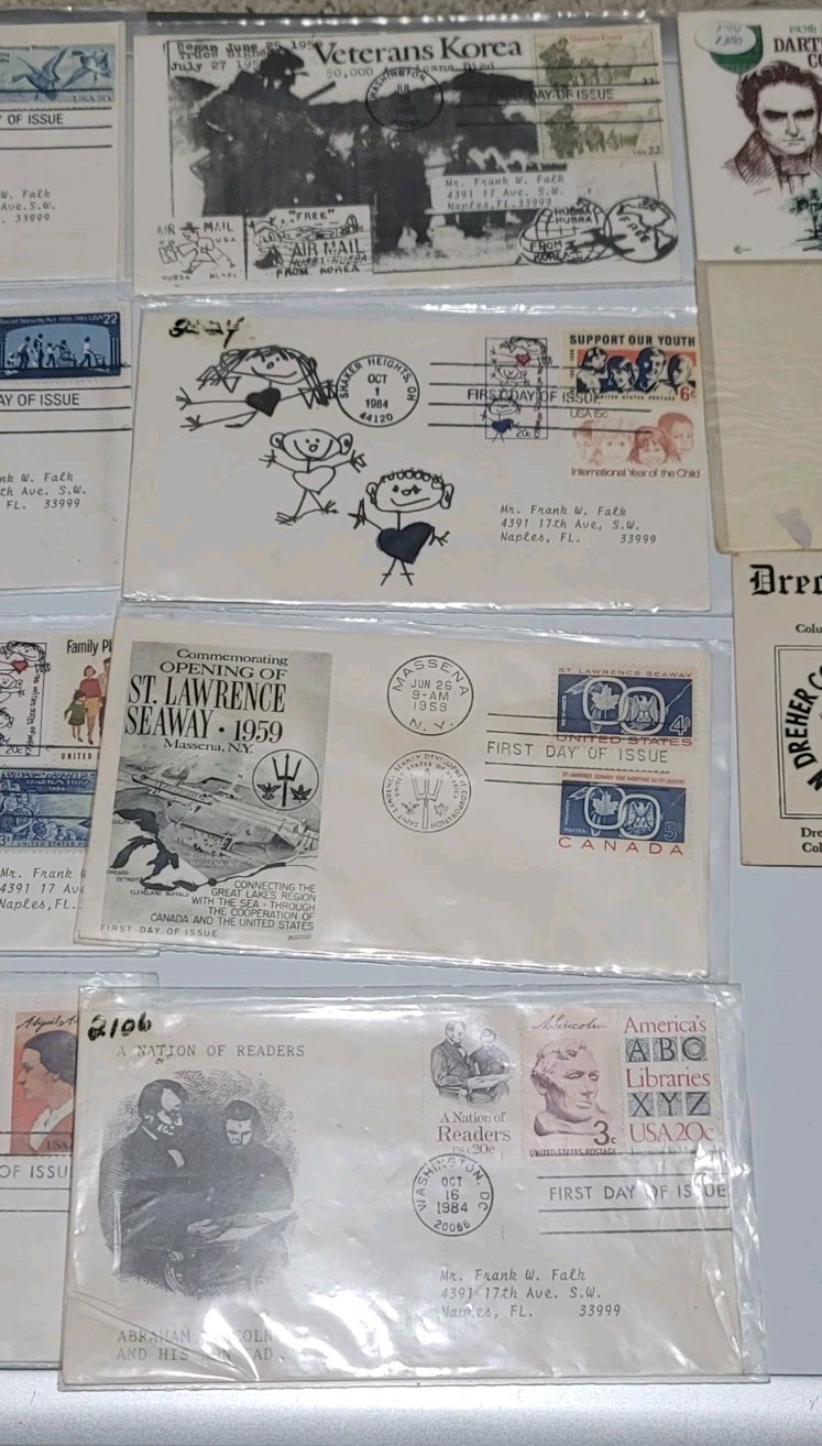 Vintage First Day Cover Lot of 16 1959-1987 USPS FDC Collection